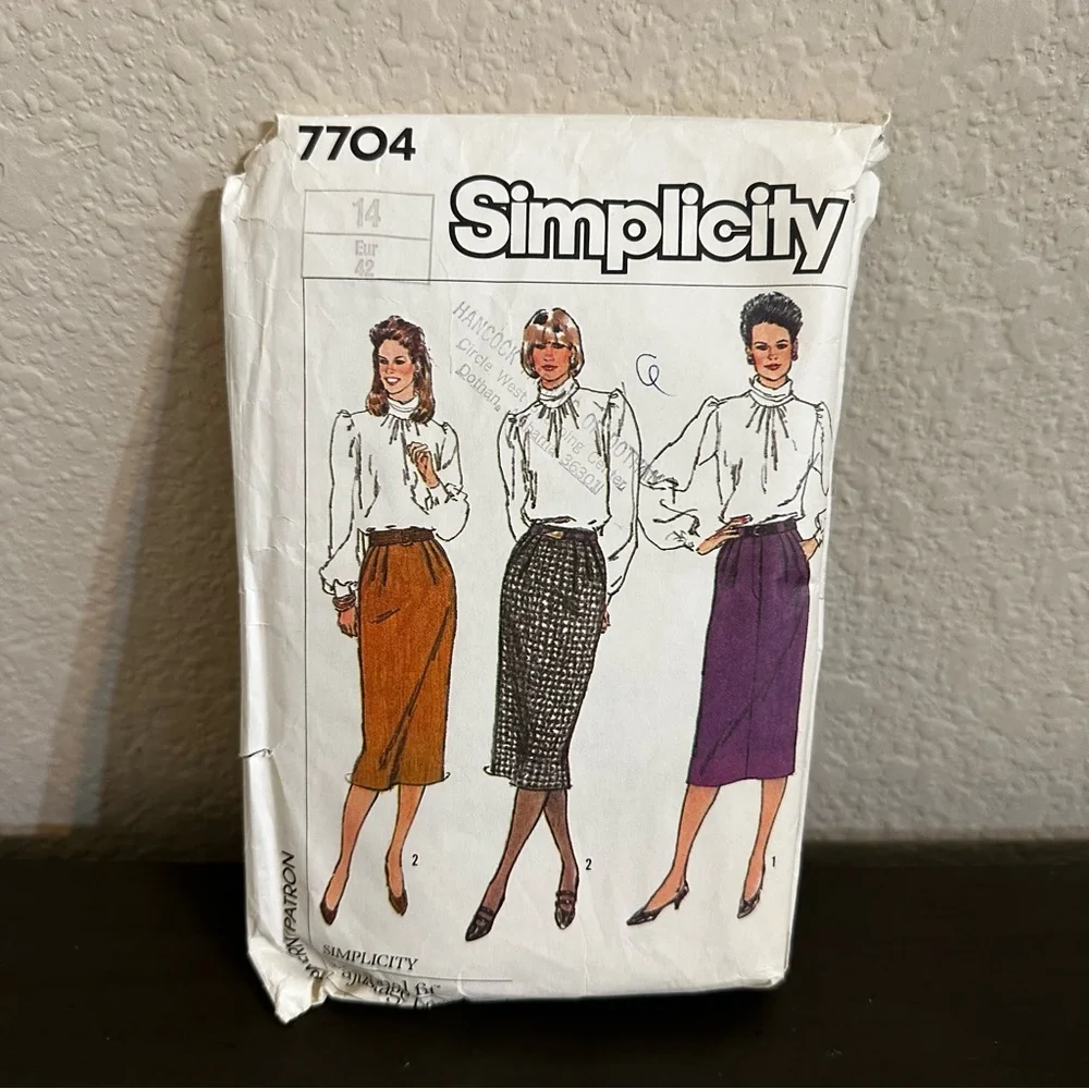 Vintage Sewing Pattern Simplicity Skirt Blouse Size 14 Princess Diana 1980 80s